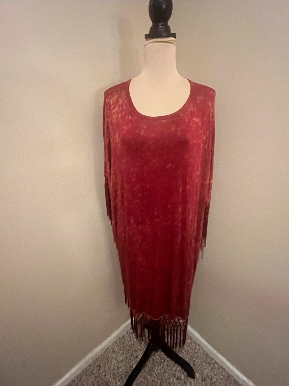 Velzera Fringed Midi Swimsuit Coverup - Deep Wine, OSFM